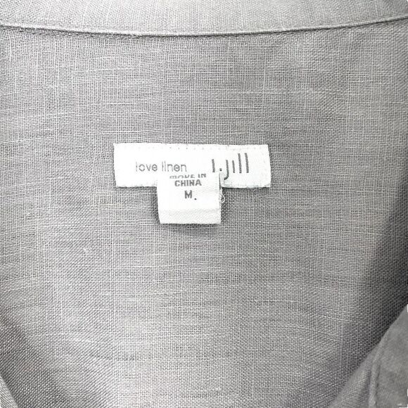 J. Jill love linen button down shirt Sz M gray neutral - Picture 3 of 6